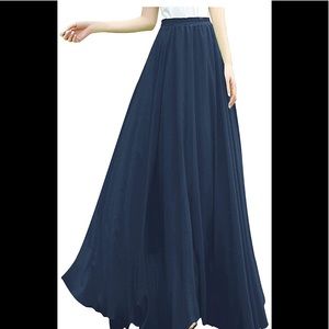 NWT Ankle Length Pleated Chiffon Maxi Skirt